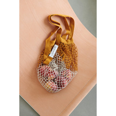 Mesh Tote . Organic Cotton Nuka Bag - Mustard / Sandy