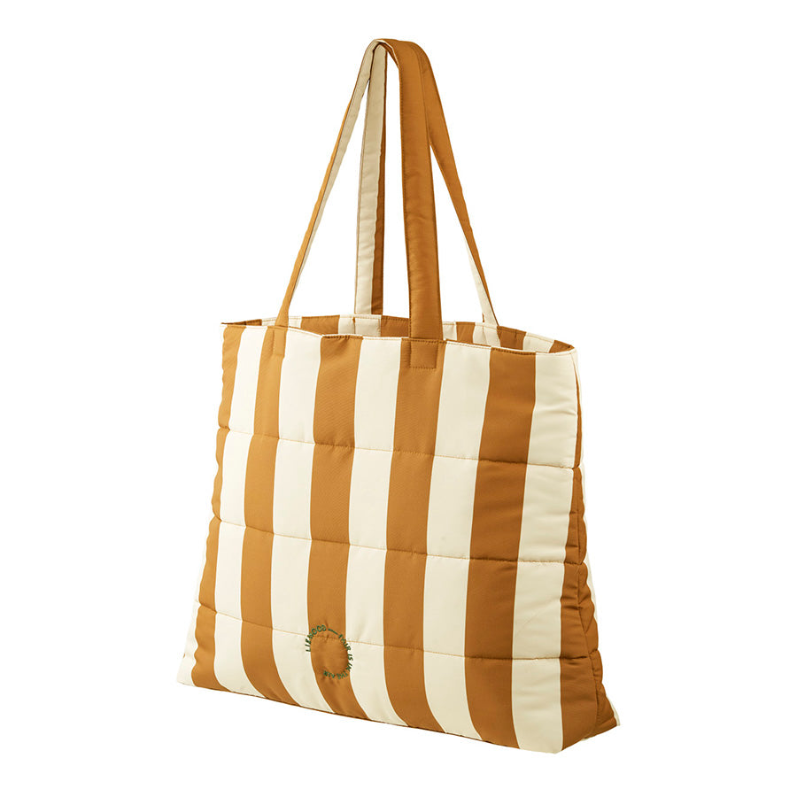 Quilted Recycled Luxury Tote . Striped