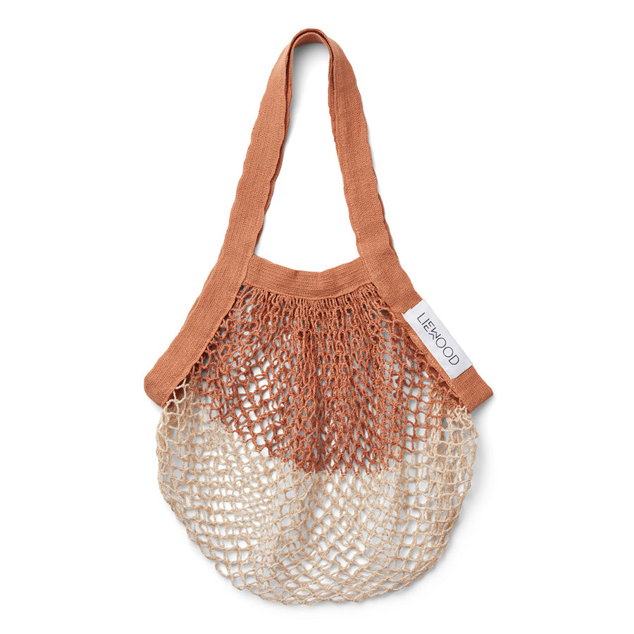 Mesh Tote . Organic Cotton Aldo Bag - Tuscany Rose / Sandy